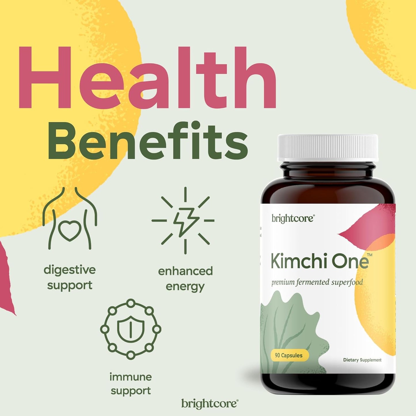 Brightcore Nutrition - Kimchi One, Kimchi Powder Capsules, 90 Vegan Capsules