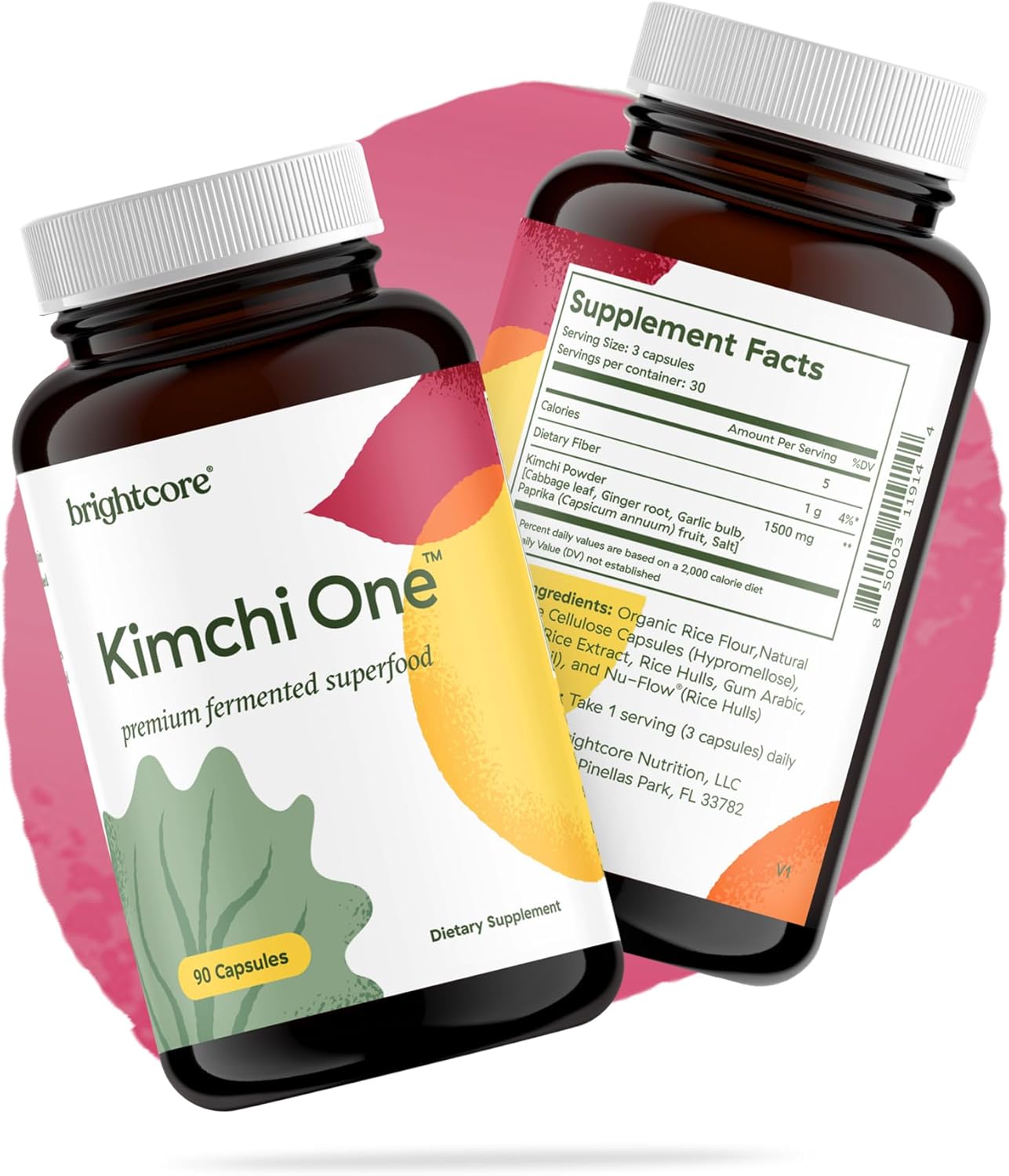 Brightcore Nutrition - Kimchi One, Kimchi Powder Capsules, 90 Vegan Capsules